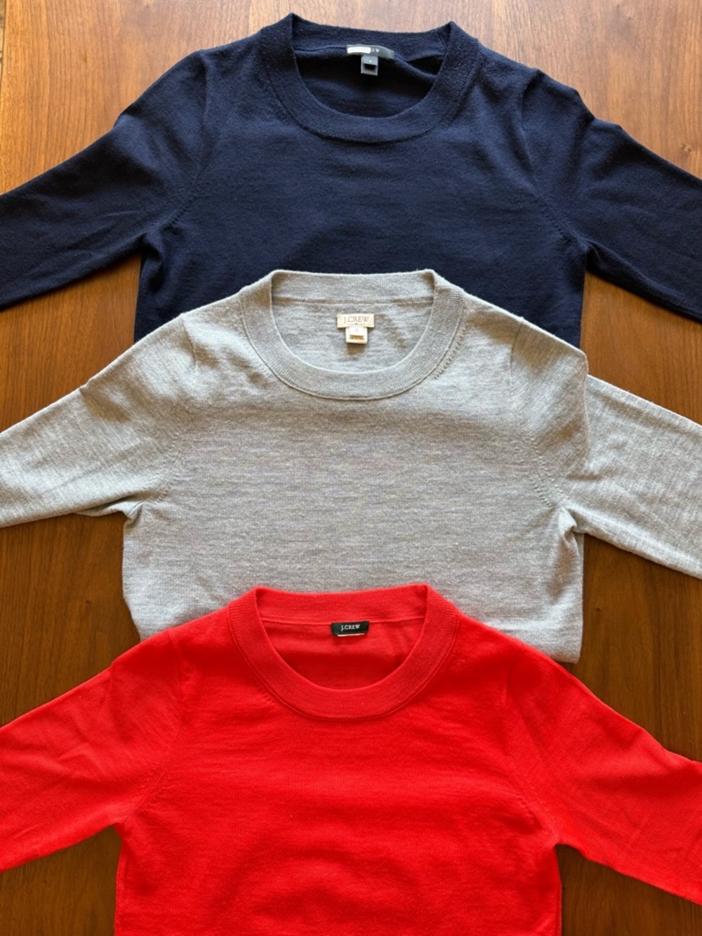 J. Crew Red, Blue, and Gray Sweater Set